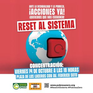 Cartel Convocatoria Reset al sistema, 14 de octubre 18.00h en Luceros